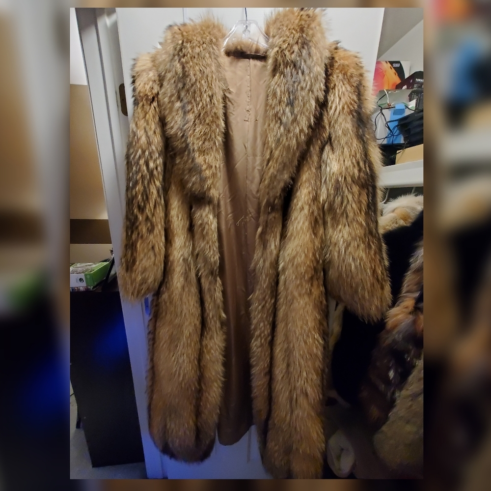 Real Full Length Raccon Fur Coat